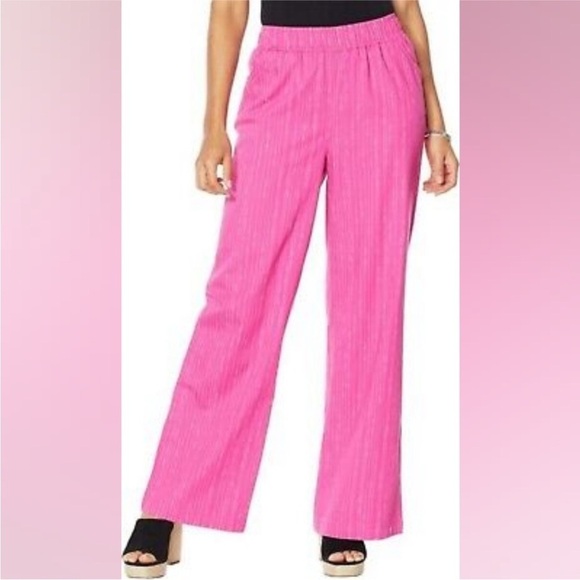 DG2 SoftCell Wide Leg Pants in Barbie Pink Petite Small - Picture 2 of 8